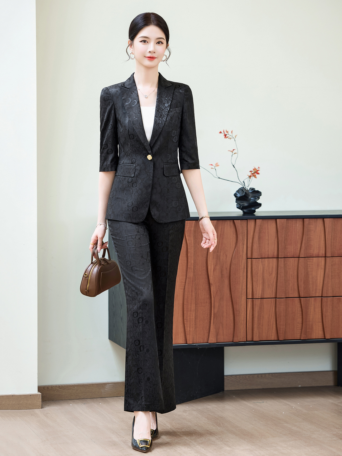 Fashion Apricot Half Sleeve Pr - Women Formal Wear Pants บทวิจารณ์และราคา