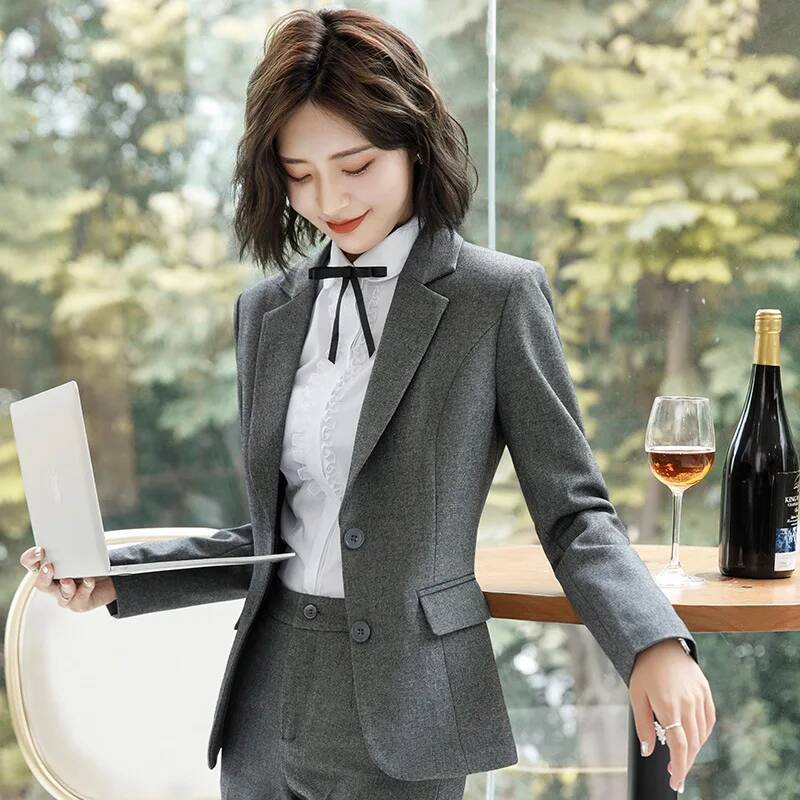 Novelty Gray Formal Blazers an - Women Formal Office Wear Tops บทวิจารณ์และราคา