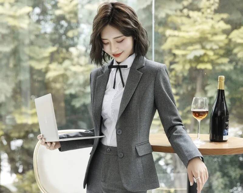 Novelty Gray Formal Blazers an - Women Formal Office Wear Tops บทวิจารณ์และราคา