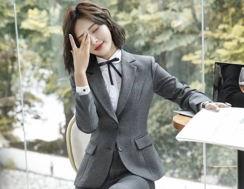 Novelty Gray Formal Blazers an - Women Formal Office Wear Tops บทวิจารณ์และราคา