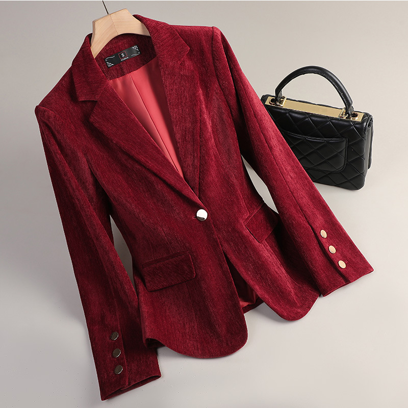 Yellow Gold Velvet Blazer Wome - Formal Winter Wear Women Jacket บทวิจารณ์และราคา