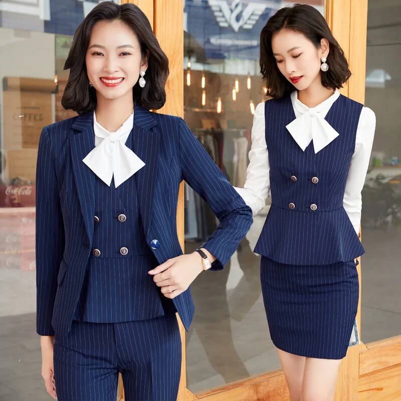 Fashion Striped Formal Busines - Women Formal Wear For Interview บทวิจารณ์และราคา