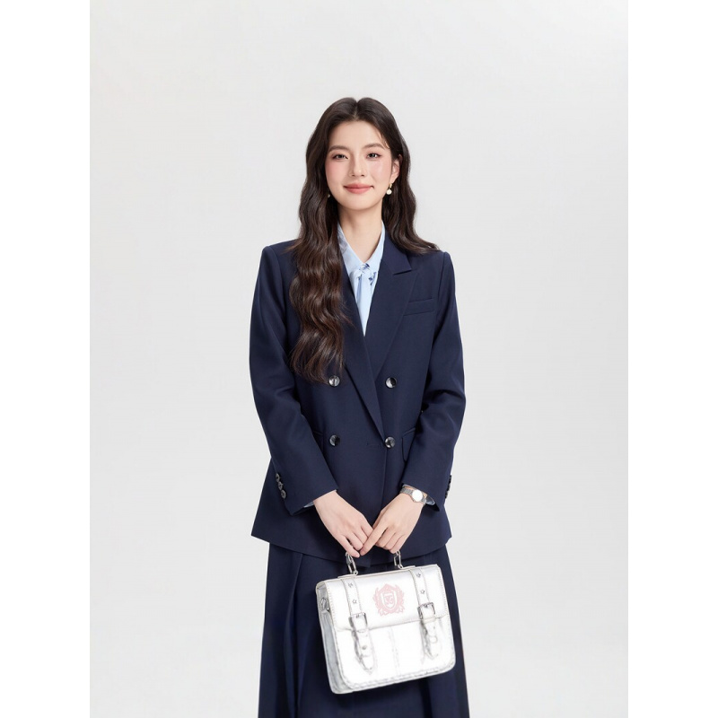 Navy blue double-breasted wome - Women Formal Wear For Interview บทวิจารณ์และราคา