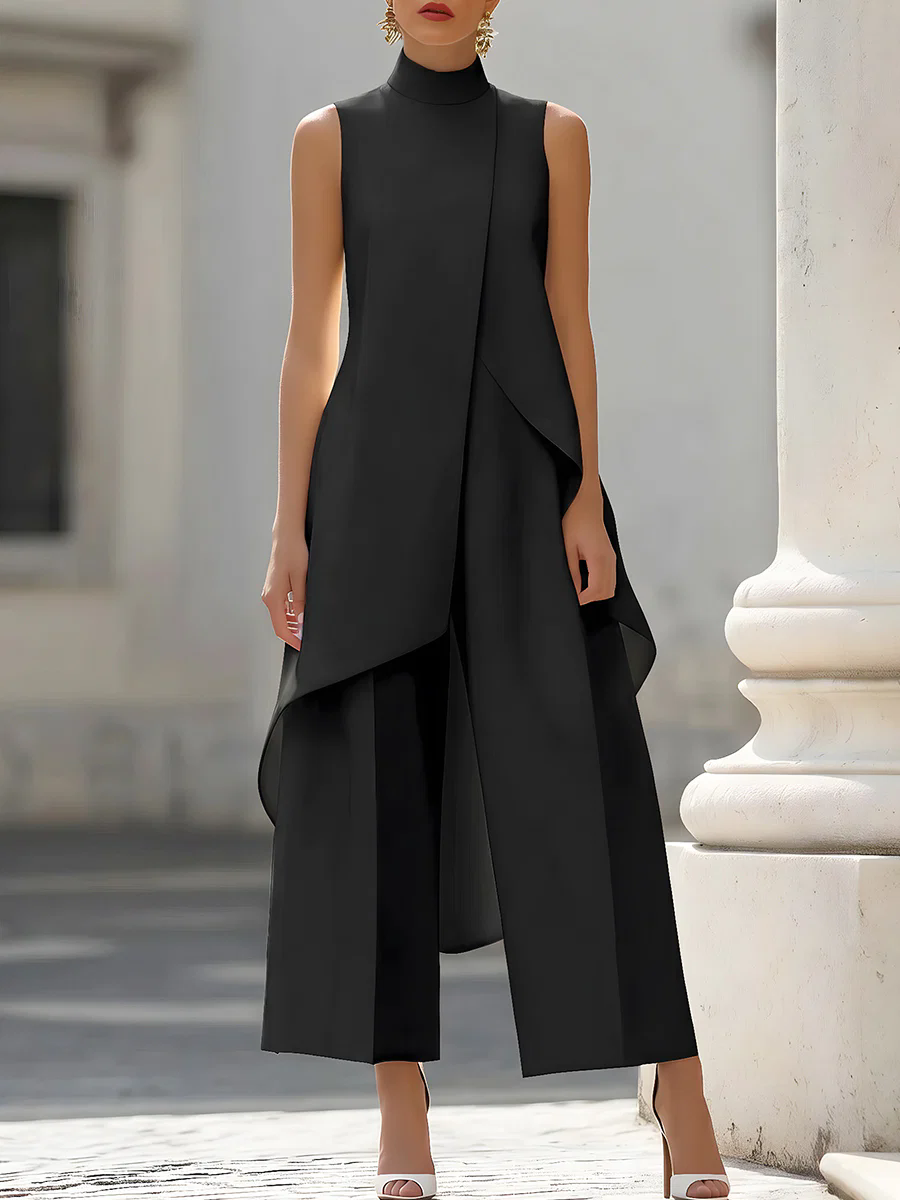 Sleeveless High Neck Asymmetri - Women Formal Wear Pants บทวิจารณ์และราคา