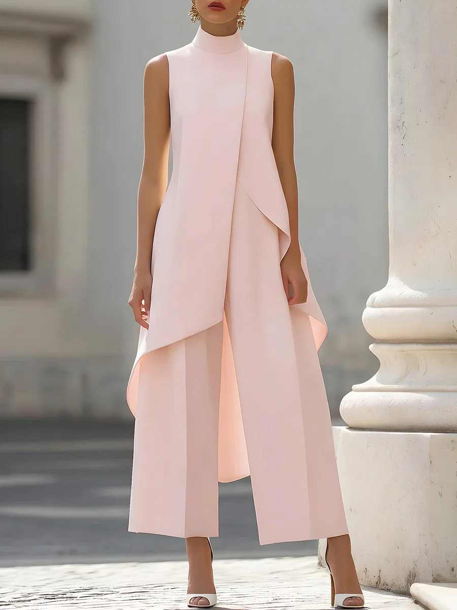 Sleeveless High Neck Asymmetri - Women Formal Wear Pants บทวิจารณ์และราคา