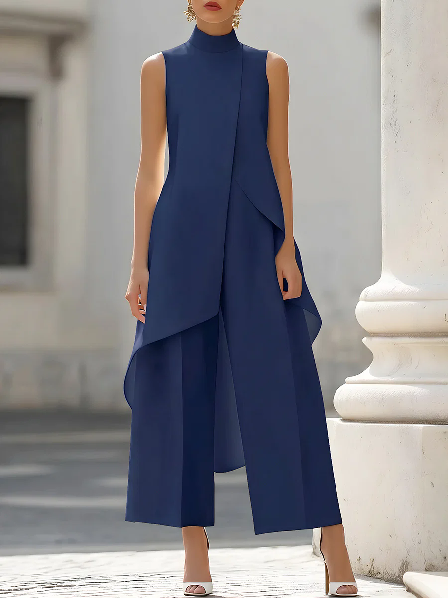 Sleeveless High Neck Asymmetri - Women Formal Wear Pants บทวิจารณ์และราคา