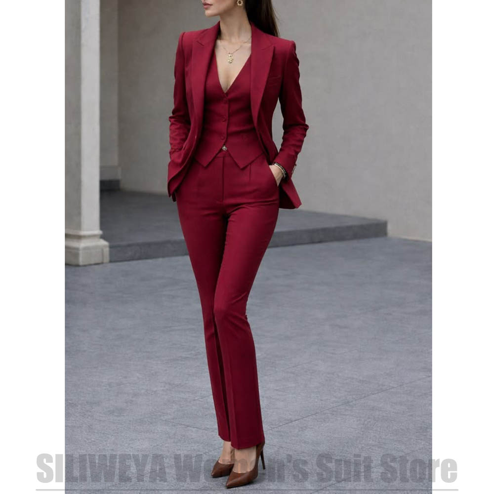 Women 3 Piece Suit Set Blazer  - Women Formal Wear Pants บทวิจารณ์และราคา