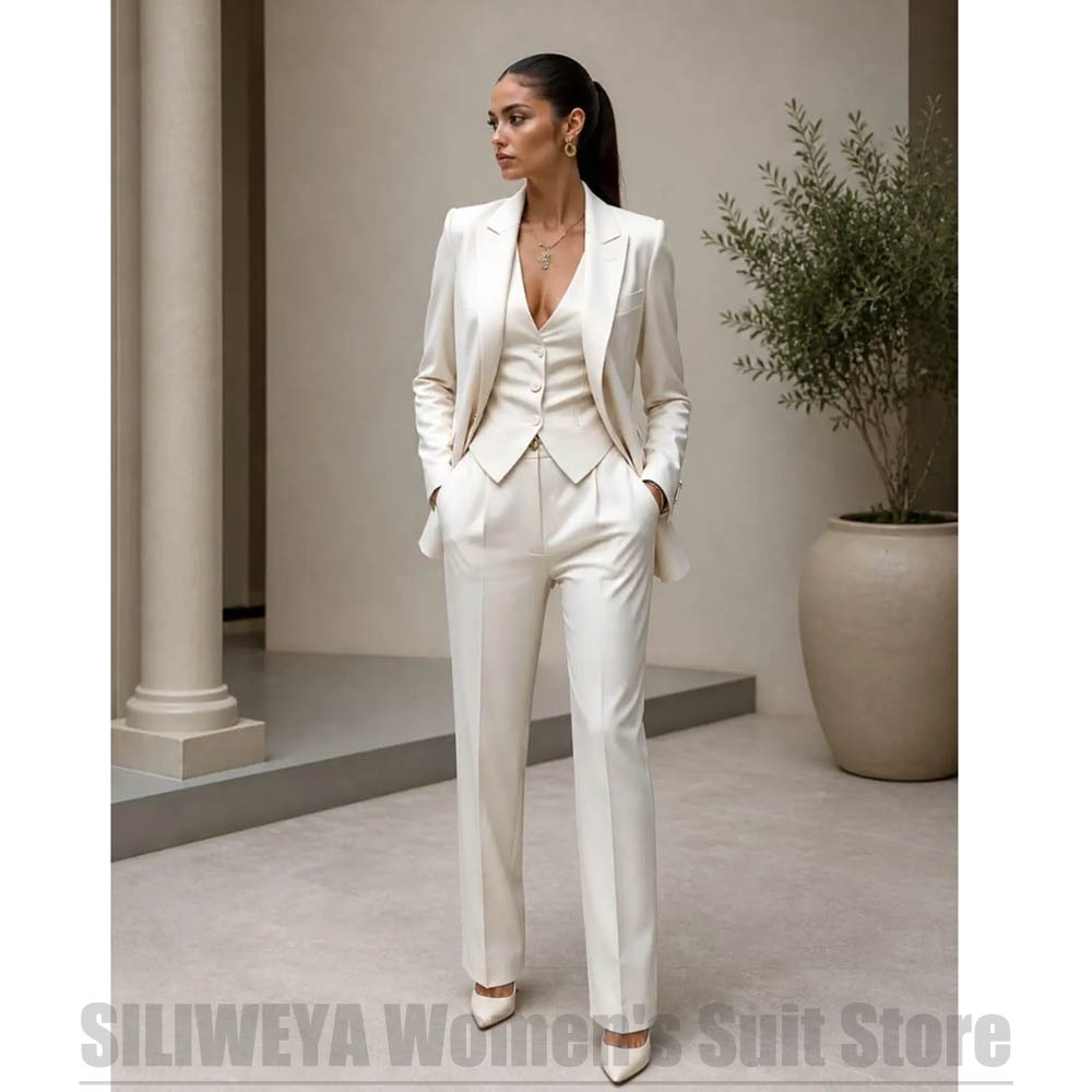 Women 3 Piece Suit Set Blazer  - Women Formal Wear Pants บทวิจารณ์และราคา